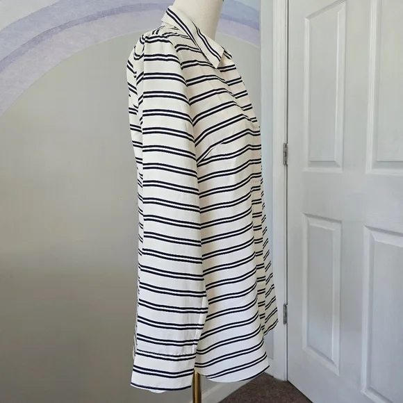 Talbots | Medium | Navy & White Striped Button Down - Picture 5 of 10